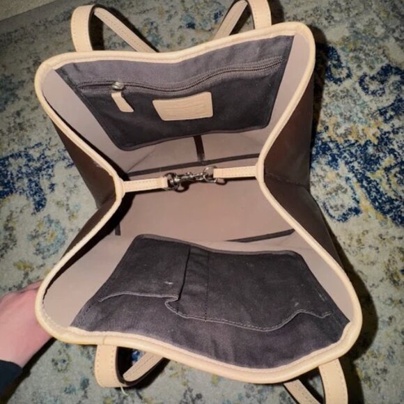 Coach Metro Large Tote Brown and Tan Saffiano Leather Purse Bag #F24341 - Picture 13 of 15